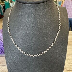 Silver Zigzag Chain Necklace 16-17”